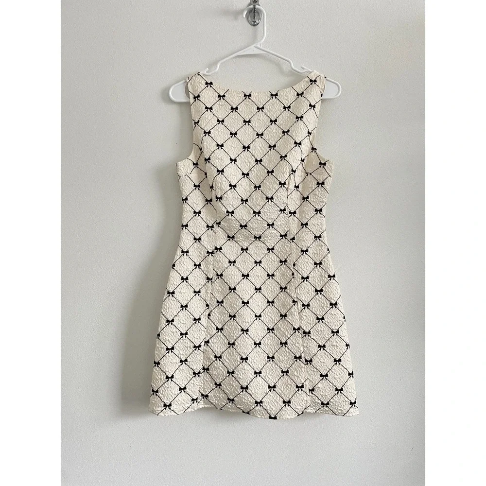 Sofie the‎ Label Dress Women S Fit & Flare Cream Black Bow Hepburn Cocktail